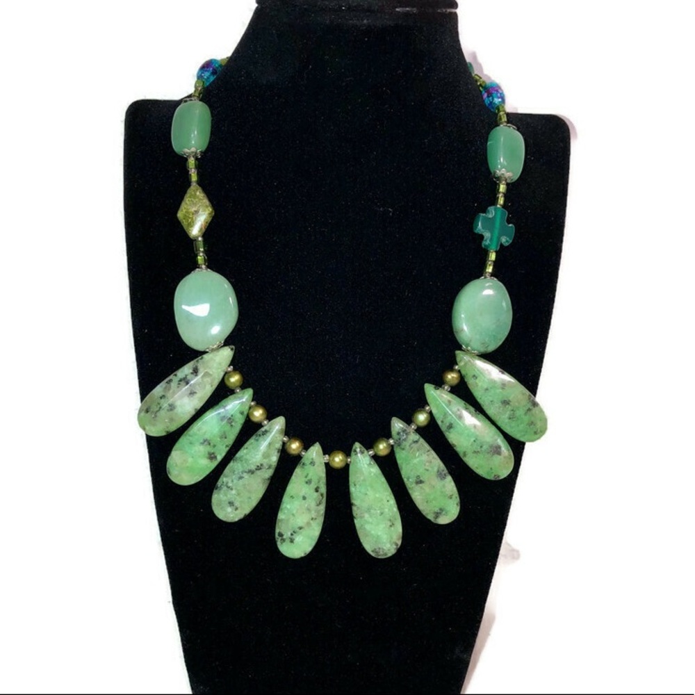 Green Aventurine Jasper Gemstone Necklace 18"
